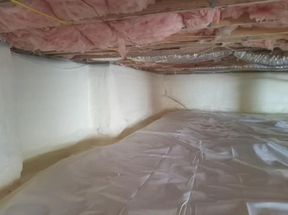 Crawl space encapsulation with closed-cell spray foam for Roof Leak Repair in Hudson